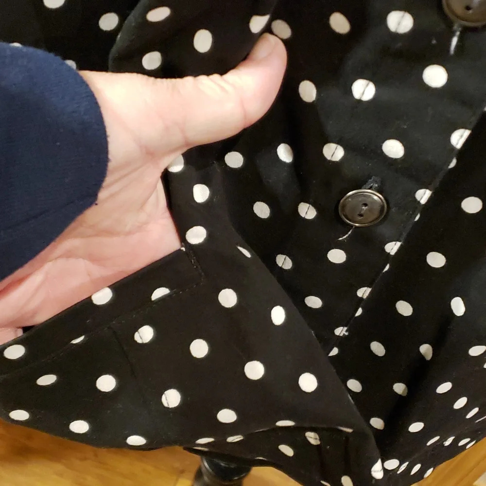 Tog shop stretch shirt jacket bold black white polka dots euc - Picture 3 of 7